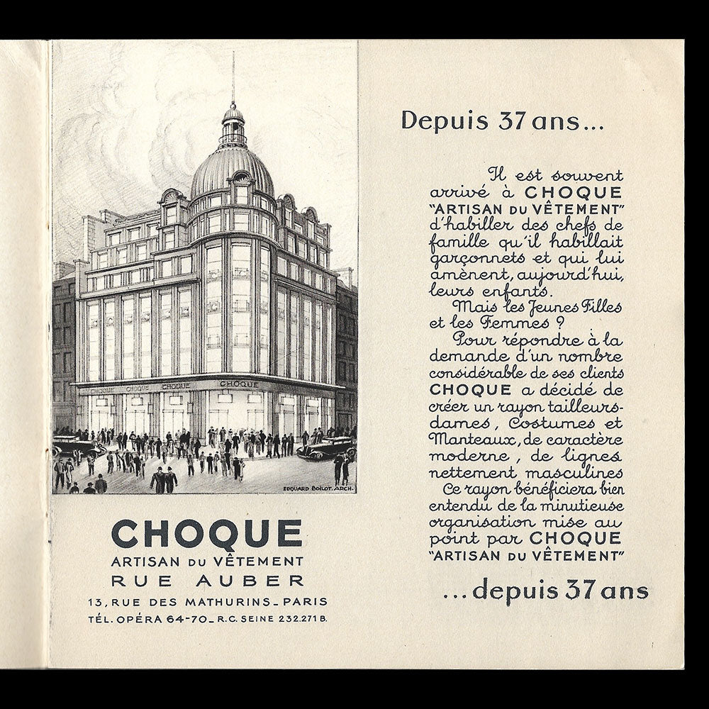 Choque - Catalogue du magasin, rue Auber à Paris (1937)