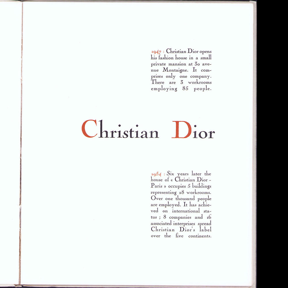Christian Dior - Plaquette de présentation, version anglaise (1953)