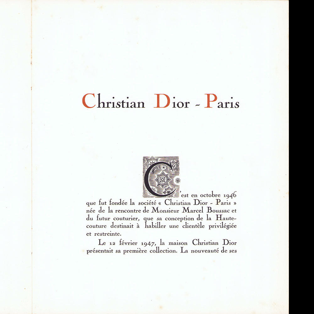 Christian Dior - Plaquette de présentation (1953)