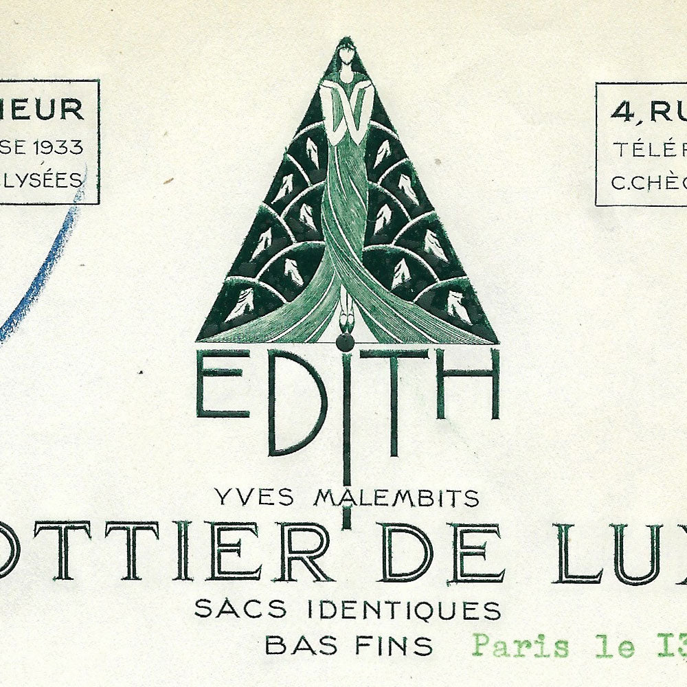 Edith - Correspondance du bottier de luxe, 4 rue Tronchet à Paris (1934)