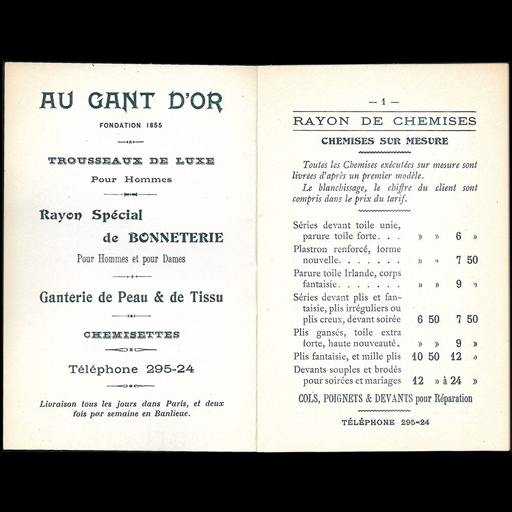 Au Gant d'Or - Catalogue de la maison de ganterie et chemiserie, 44 rue Saint-Antoine à Paris (1900s)