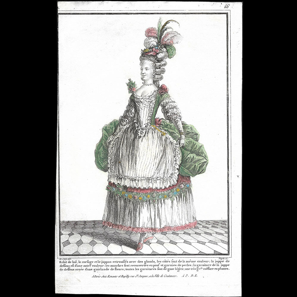 Gallerie des Modes et Costumes Français, 1778-1787, gravure n° L 66, Habit de Bal (1778)