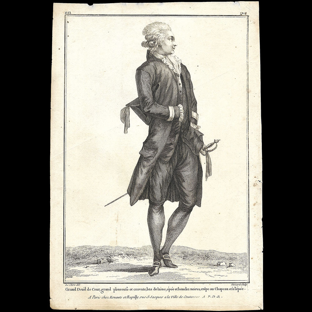 Gallerie des Modes et Costumes Français, 1778-1787, gravure n° nn 212, Grand Deuil de Cour (1781)