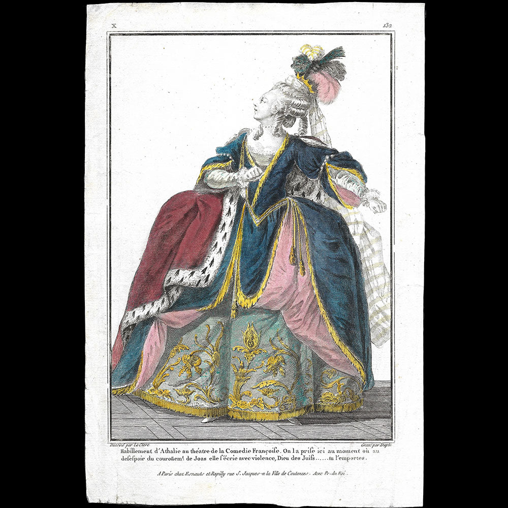 Gallerie des Modes et Costumes Français, 1778-1787, gravure n° X 132, Habillement d'Athalie (1779)