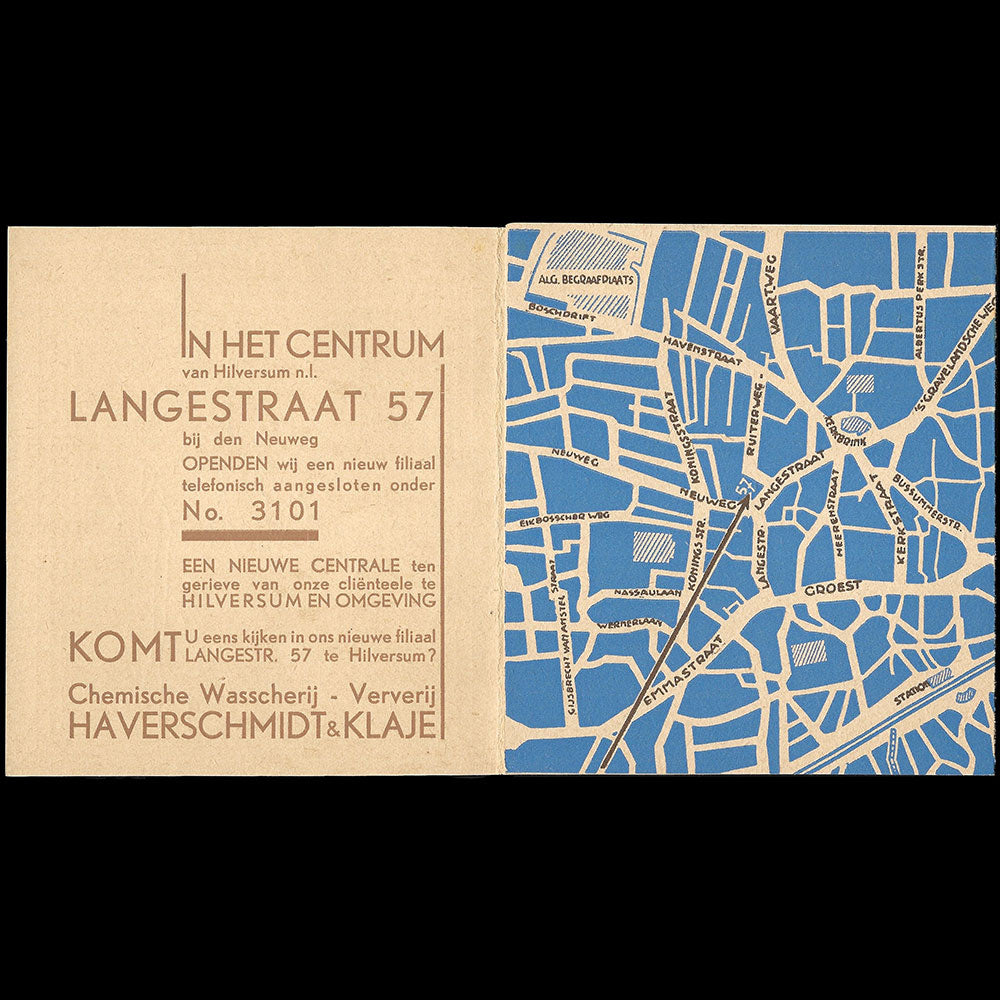 Haverschmidt & Klaje - invitation de la chemiserie de Hilversum (1940s)