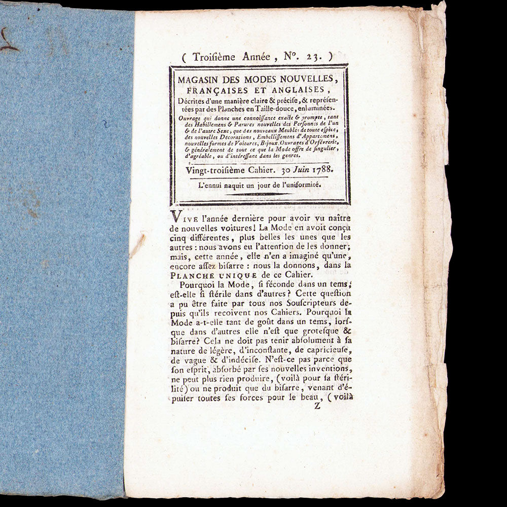 Magasin des Modes Nouvelles Françaises et Anglaises - Livraison du 30 juin 1788
