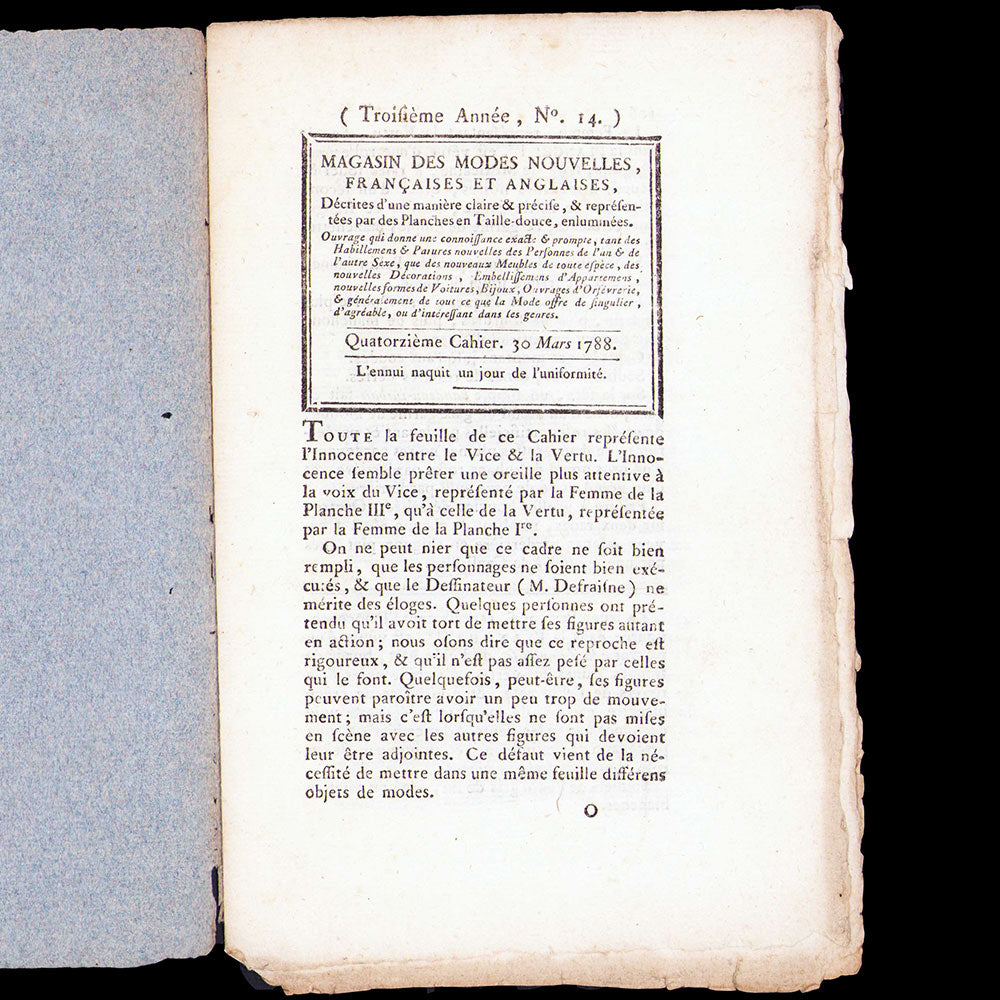 Magasin des Modes Nouvelles Françaises et Anglaises - Livraison du 30 mars 1788