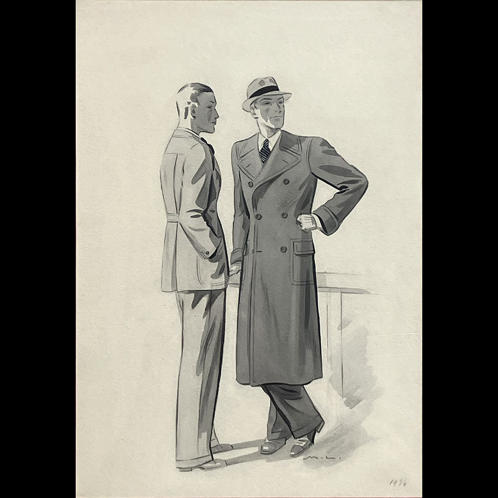 Deux Elégants, dessin de Marc Luc (1934)