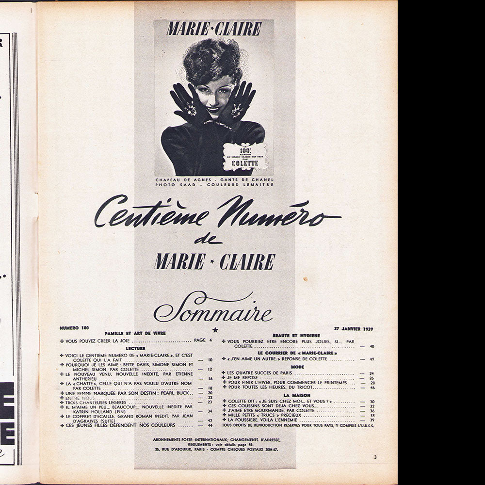 Marie-Claire (27 janvier 1939) - Numéro 100