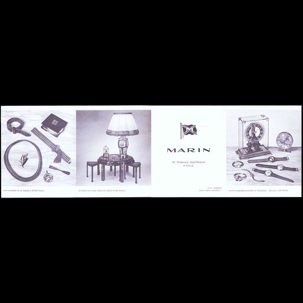 Marin - Catalogue de la maison d'horlogerie et de bijouterie, 29 Faubourg Saint-Honoré à Paris (1940-1950s)