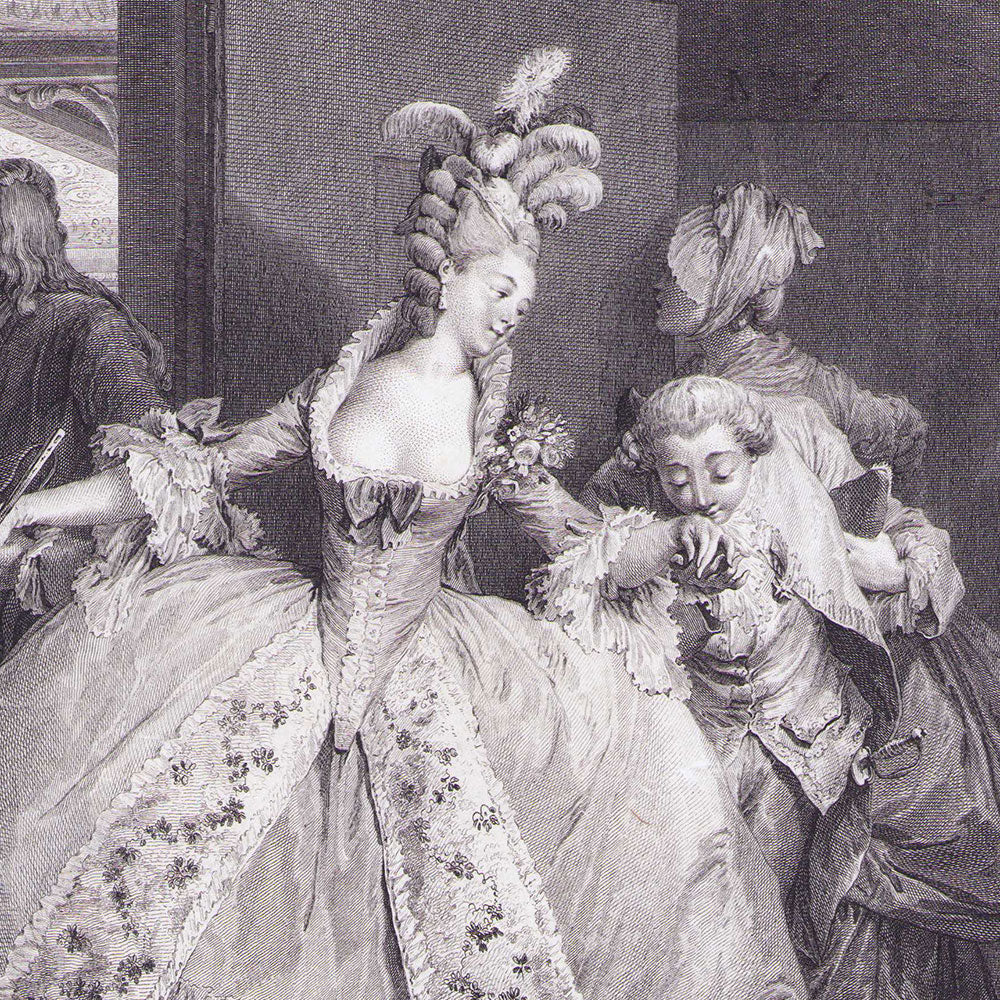 Moreau le Jeune - Les Adieux, gravure de la 2nde Suite d'Estampes pour servir l'histoire des Modes et du Costume (1777)