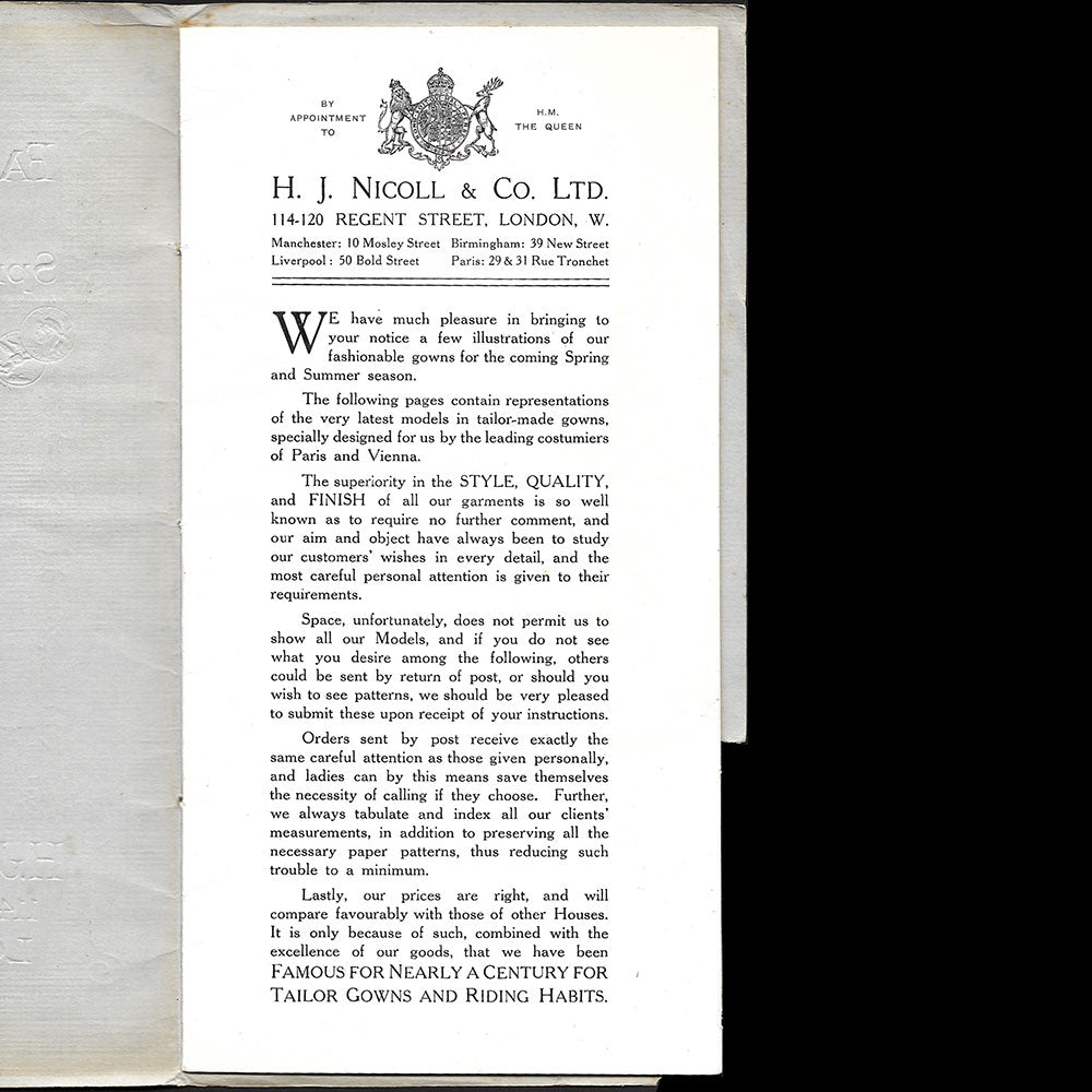 H. J. Nicoll - Fashionable Gowns for Spring and Summer, catalogue de la maison, 114-120 Regent Street, Londres (1913)