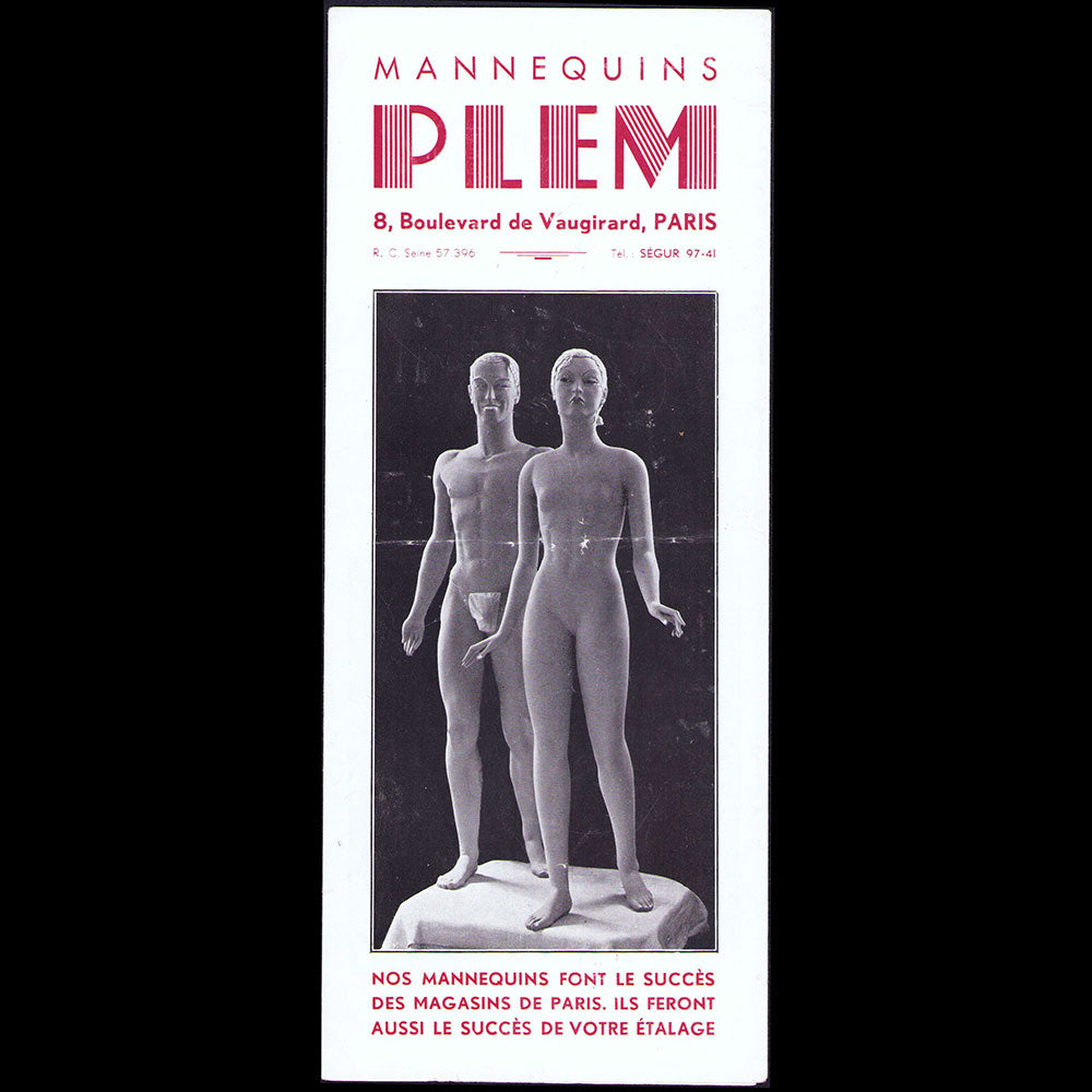 PLEM - Document publicitaire de la maison de mannequins, boulevard Vaugirard à Paris (1930s)