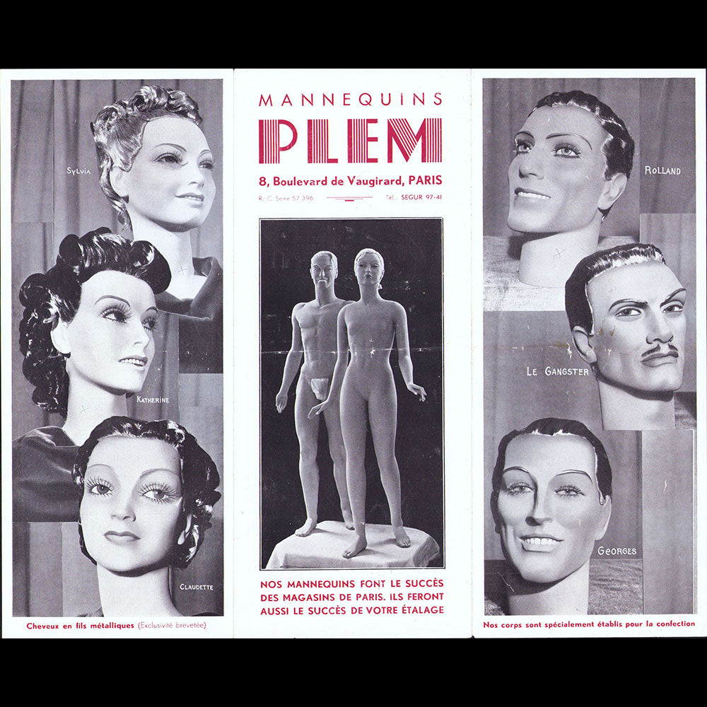 PLEM - Document publicitaire de la maison de mannequins, boulevard Vaugirard à Paris (1930s)
