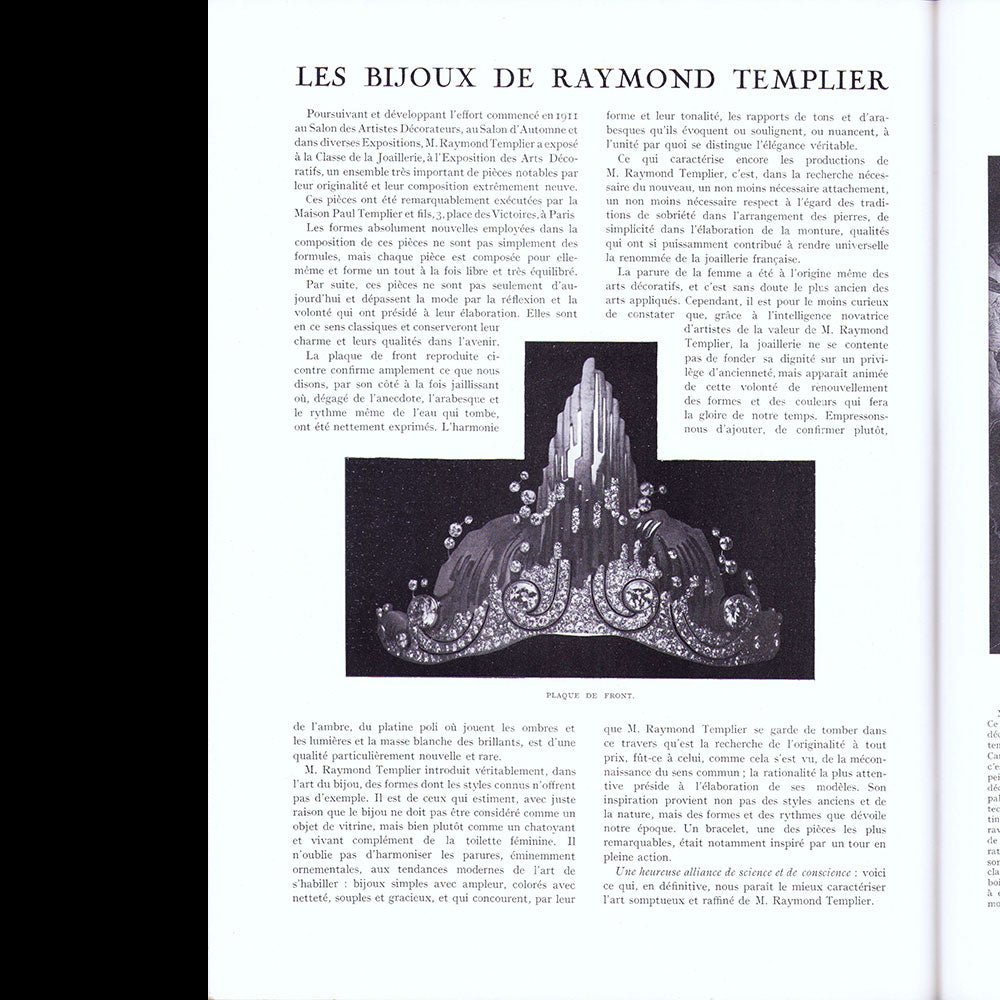 La Renaissance de l'Art Français et des Industries du Luxe (janvier 1926) - Luxe, Parure et Décoration à l'Exposition des Arts Décoratifs Modernes