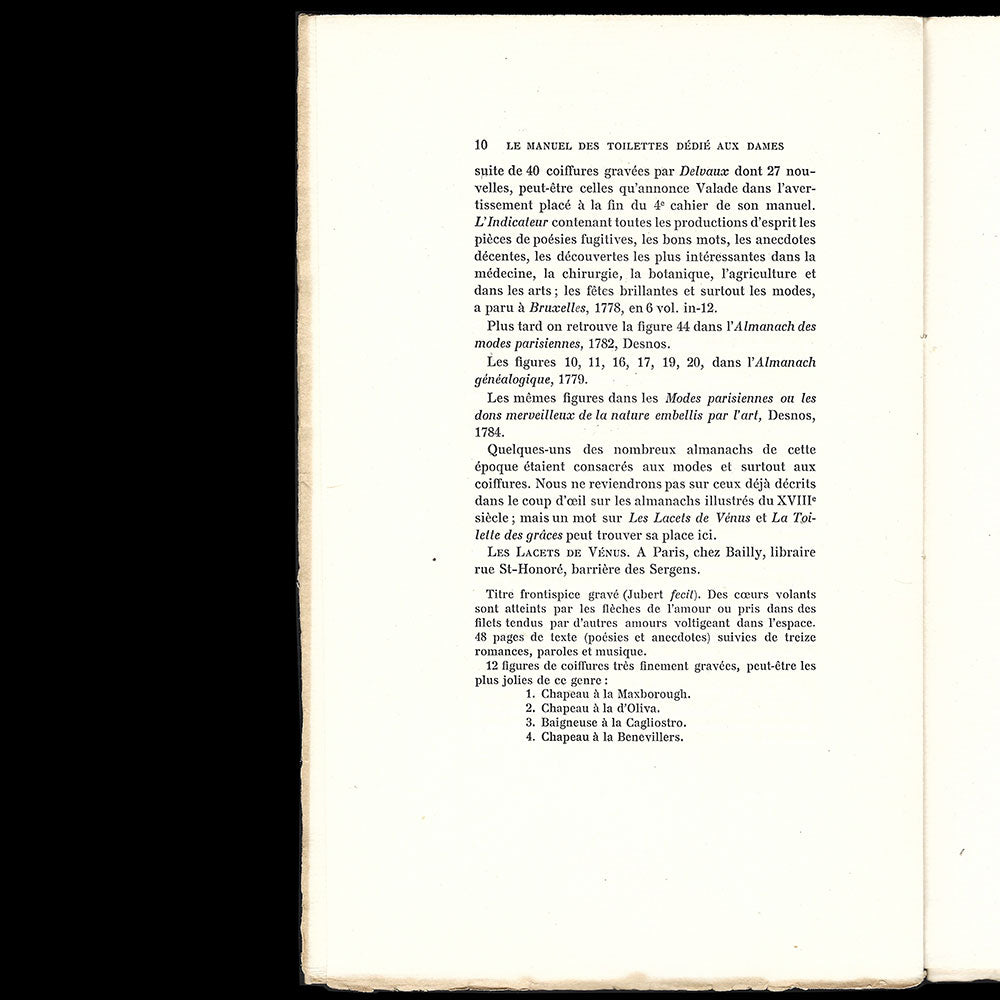 Savigny de Moncorps - Le Manuel des Toilettes dédié aux Dames, bulletin du bibliophile (1900)