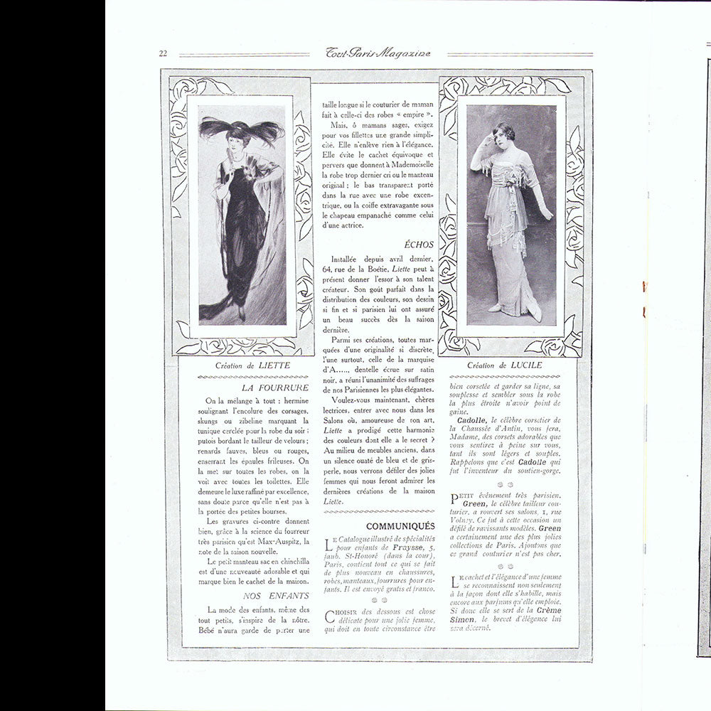 Tout-Paris, magazine illustré mondain, n°1 (10 octobre 1913)