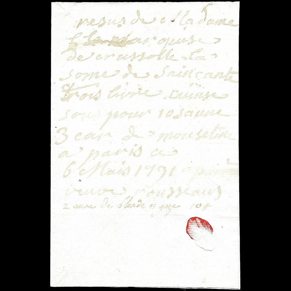Rousseau - Mémoire du marchand de draps à Paris (1791)