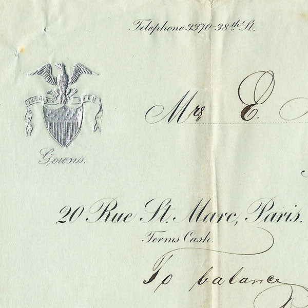 Caney Dr. - Facture de Caney Dr. 41 West 42nd Street à New York (1899)