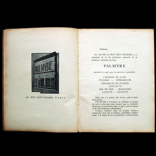Palmyre 1830-1930 élégances parisiennes, savoir plaire (1930)