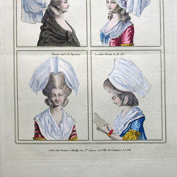 Gallerie des Modes et Costumes Français, 1778-1787, gravure n° ee 172, Bonnet au hérisson (1780)