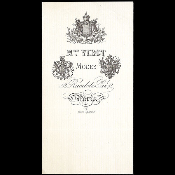 Virot - Document de la maison de modes, 12 rue de la Paix à Paris (circa 1880)