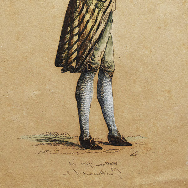 Gallerie des Modes et Costumes Français, 1778-1787, gravure n° ppp 366, le Lorgneur séduisant par Watteau, reproduction par Guillaumot (1875)