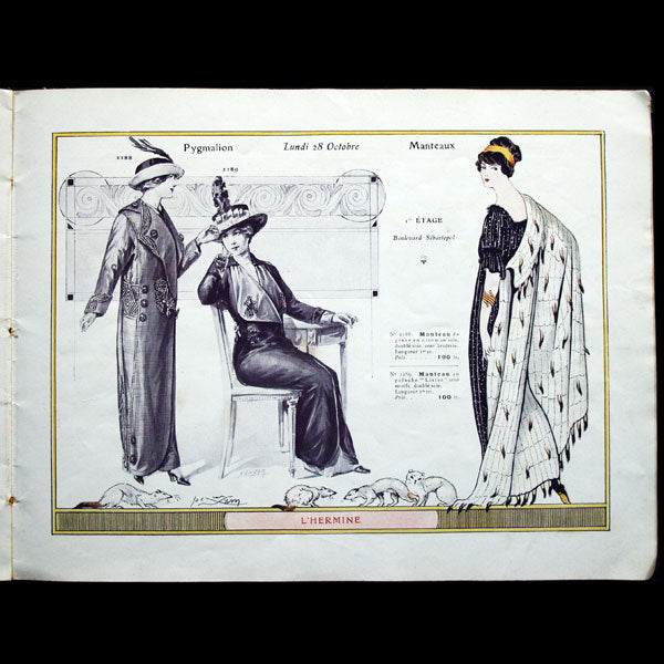 Carnet d'artiste, La Femme et les Fourrures, catalogue des magasins Pygmalion (1912)