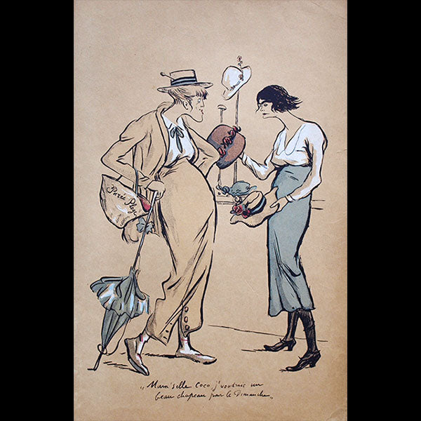 Coco Chanel, caricature de SEM pour Le Grand Monde à l’envers (1919)