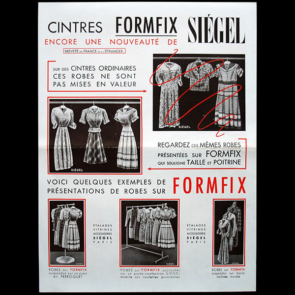 Siégel - Réunion de 16 feuilles de présentation sur les présentoirs Siégel (circa 1930)