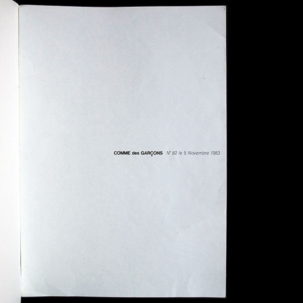 Comme des Garçons, n°82, le 5 novembre 1983, photographies de Peter Lindbergh