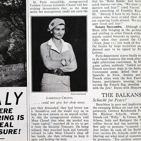 Time - Gabrielle Chanel could not give her shop away (1936)
