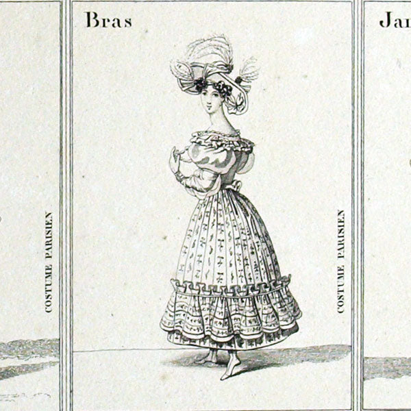 Cartes du jeu tête, bras, jambes, queue du costume parisien (circa 1820)