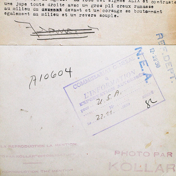 Robe d'Alix, toque victorienne d'Agnès, photographie de François Kollar (1939)