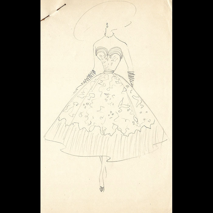 Balmain - Dessin de deux modèles de robes (1953)