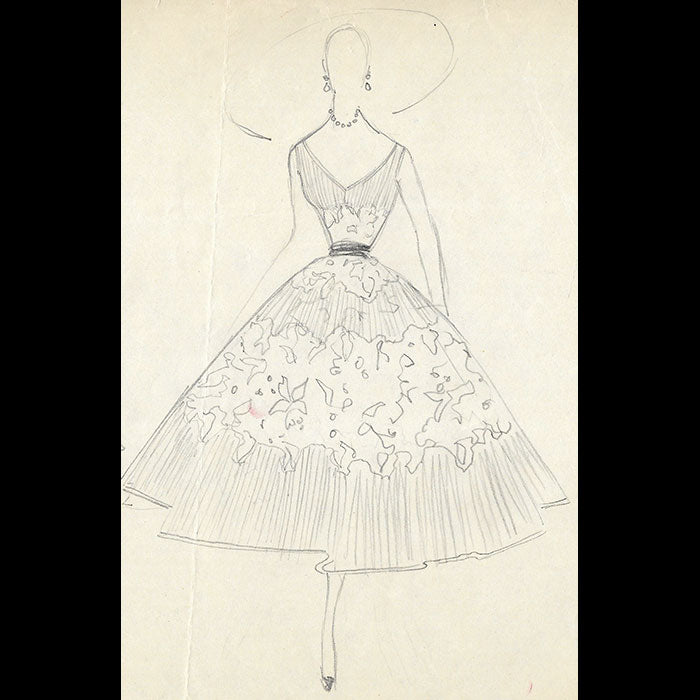 Balmain - Dessin de deux modèles de robes (1953)