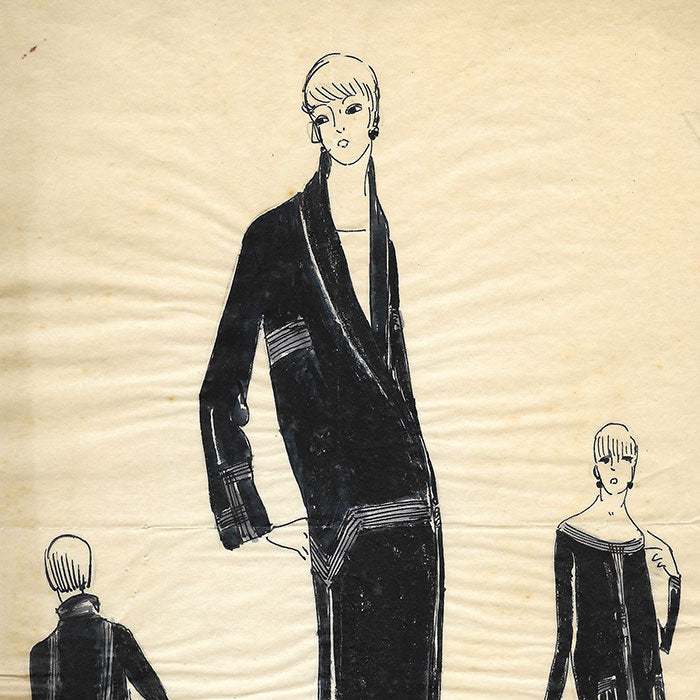 Bechoff - Galonnée, dessin d'une robe (circa 1925)
