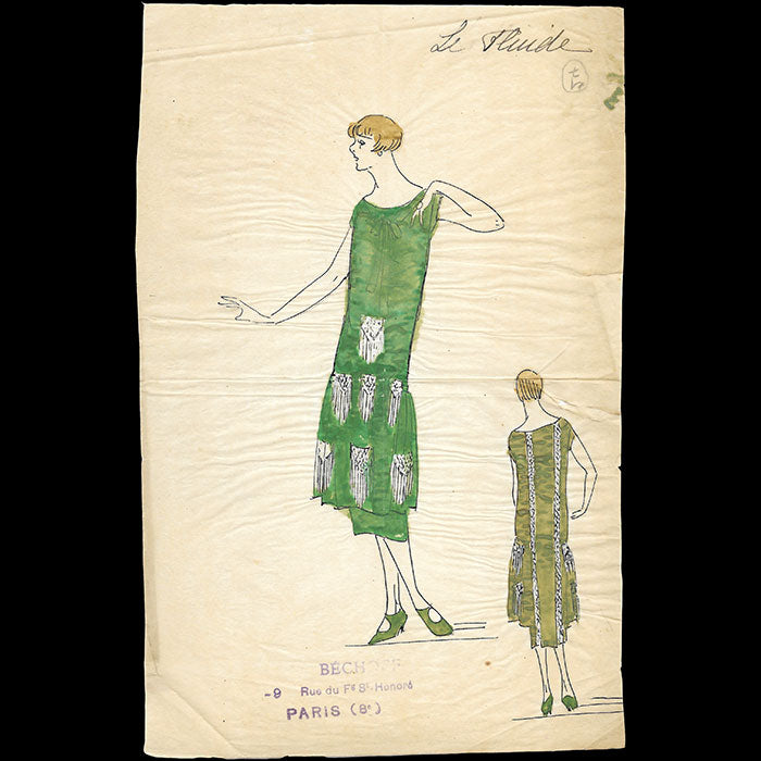 Bechoff - Le Fluide, dessin d'une robe (circa 1925)