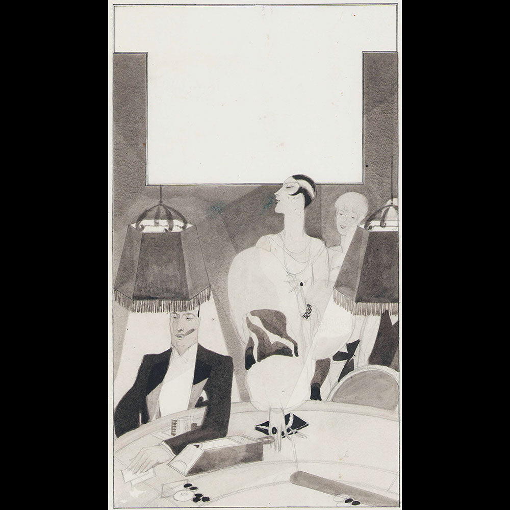 Zyg Brunner - Elégante au Casino, dessin pour le Jardin des Modes (1927)