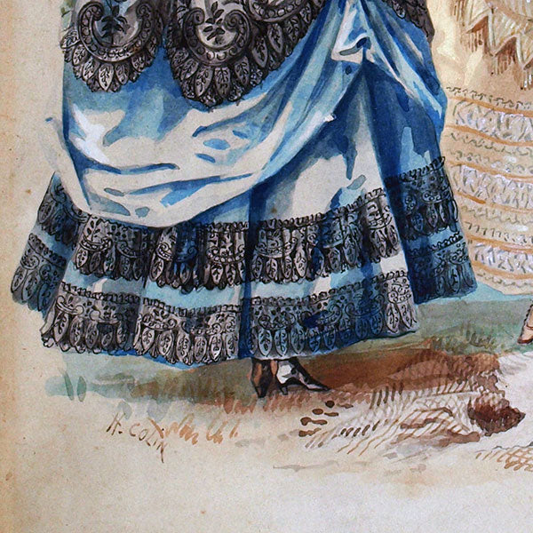 Héloise Colin Leloir - Dessin pour la revue de mode La Saison (1869)