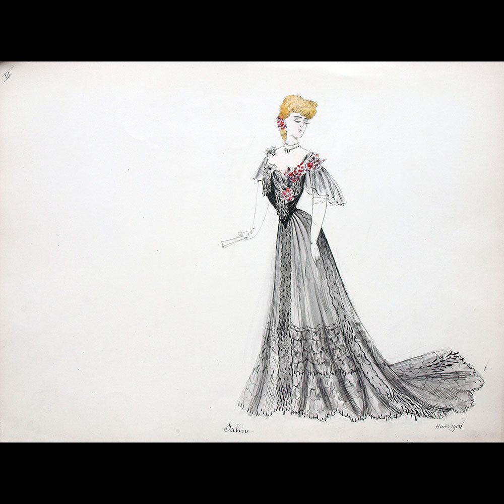 Calvayrac - Réunion de 12 dessins pour l'hiver 1904