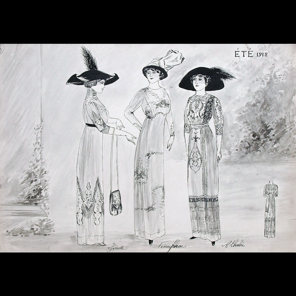 Calvayrac - Réunion de trois dessins pour l'été 1912