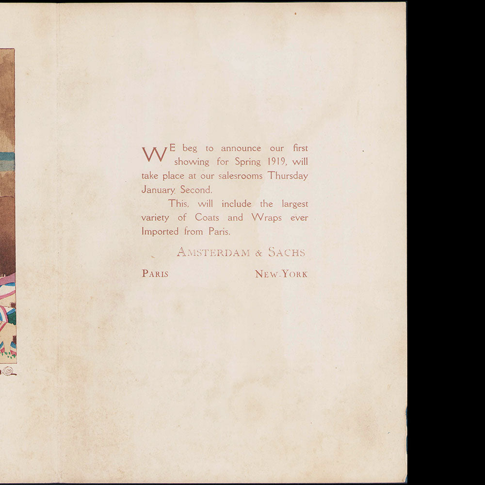 Amsterdam & Sachs - invitation illustrée par Charles Martin (1919)