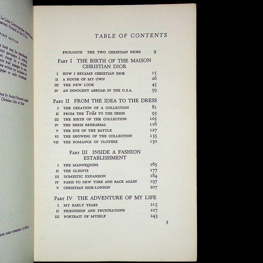 Christian Dior and I (1957), édition américaine de Christian Dior et moi