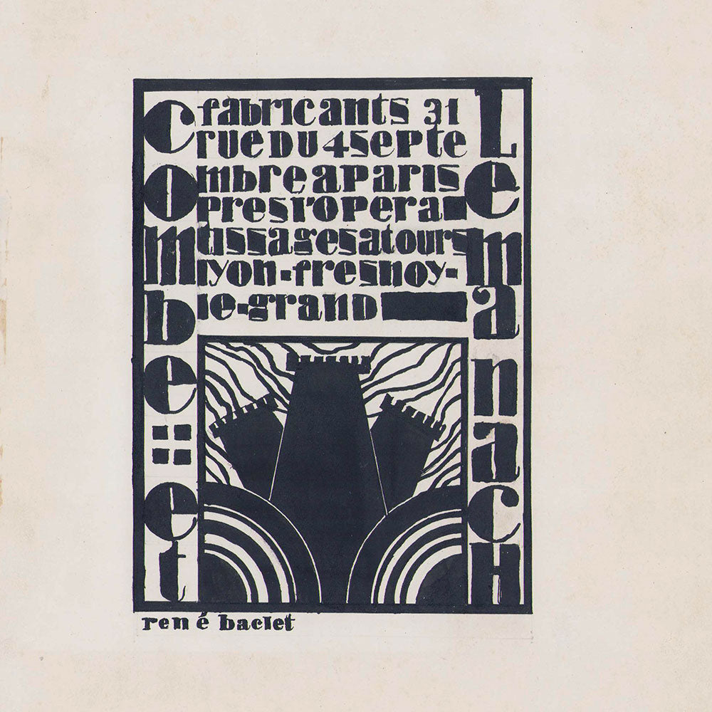 Combe et Le Manach - Dessin de René Baclet pour la manufacture de tissus des trois tours (circa 1925)