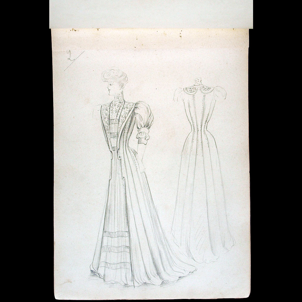 Recueil de 56 dessins d'une maison de couture pour les années 1891, 1892 et 1893