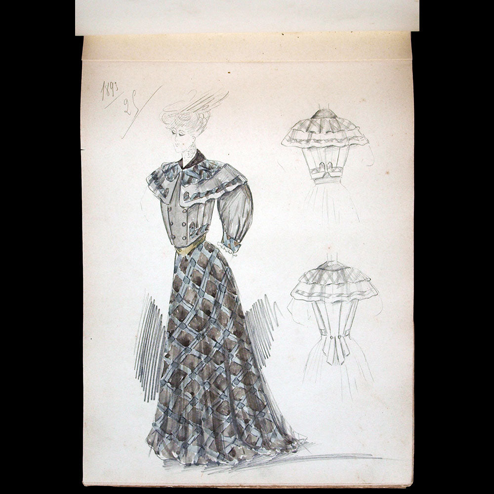 Recueil de 56 dessins d'une maison de couture pour les années 1891, 1892 et 1893