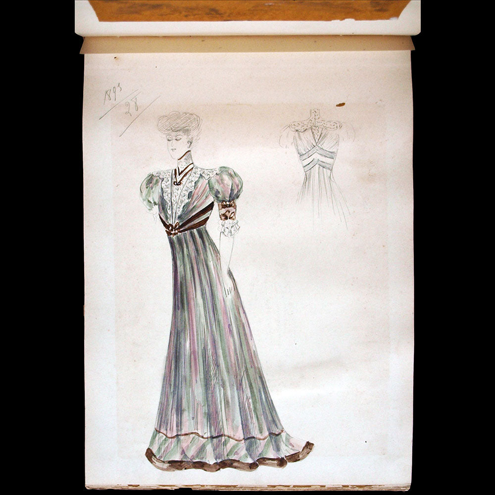 Recueil de 56 dessins d'une maison de couture pour les années 1891, 1892 et 1893