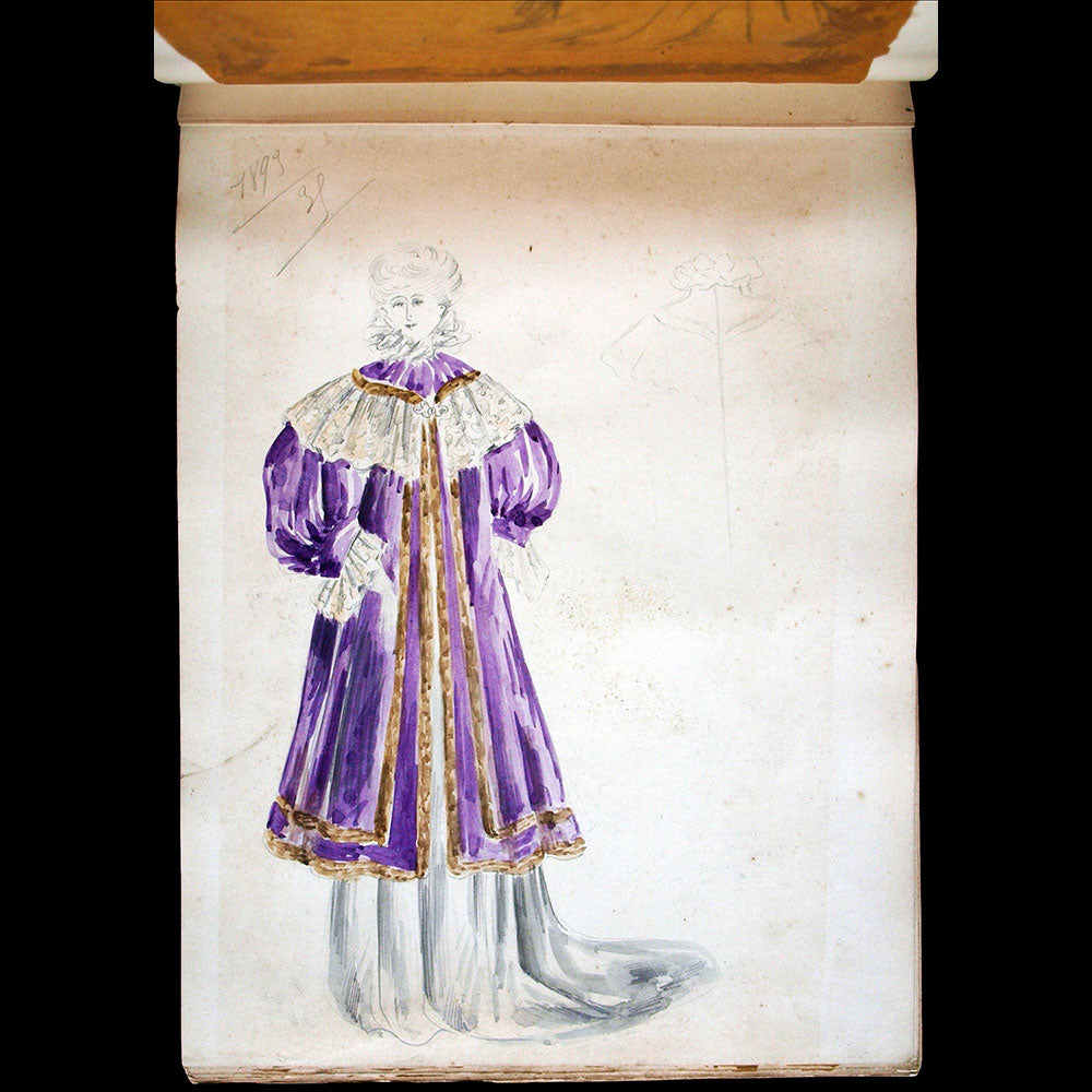 Recueil de 56 dessins d'une maison de couture pour les années 1891, 1892 et 1893