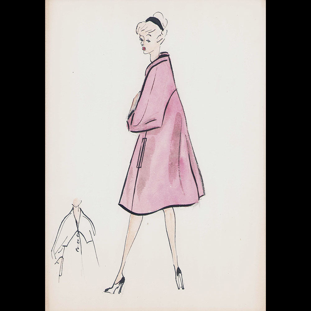 Réunion de 4 croquis de mode des années 1960